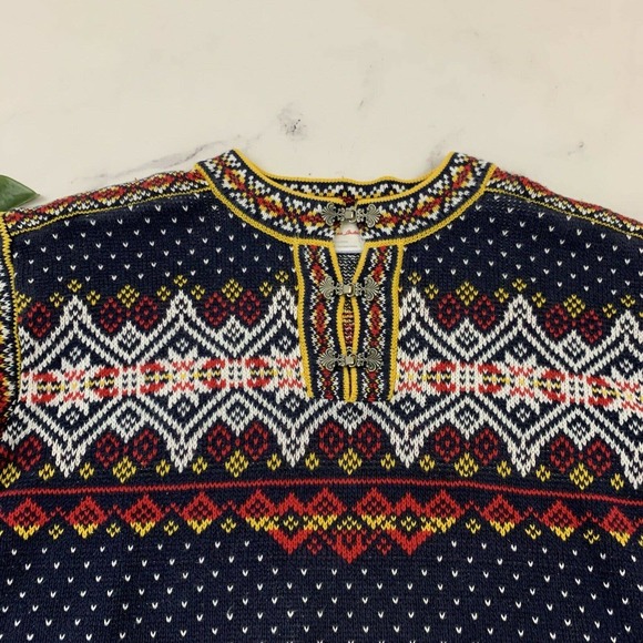 Hanna Andersson Womens Fair Isle Nordic Pullover Sweater Size XS Blue Yellow - Picture 2 of 11